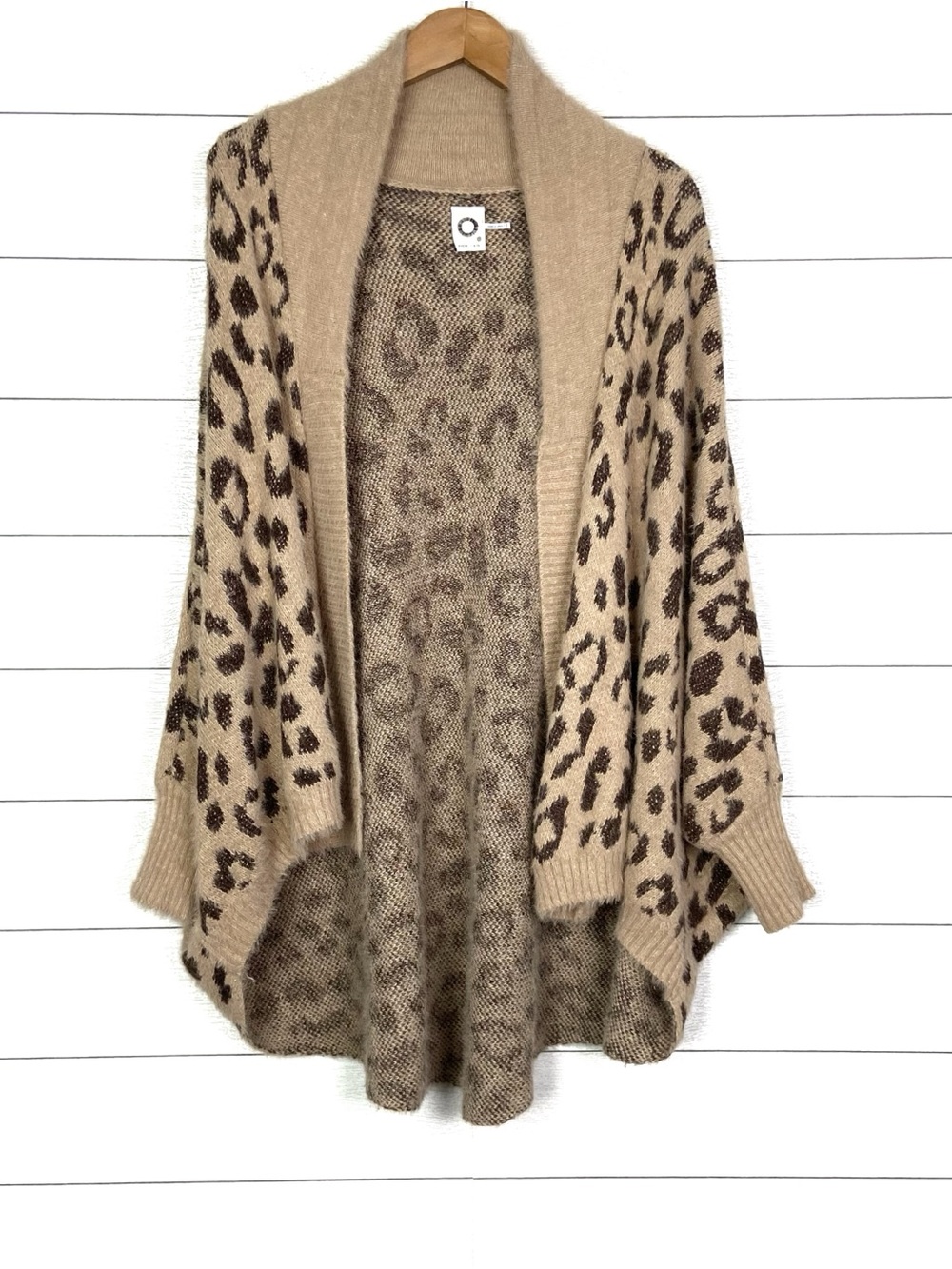 AKEMI KIN Anthropologie Leopard Fuzzy Oversized Dolman Cardigan Sweater Fall OS - Picture 2 of 10